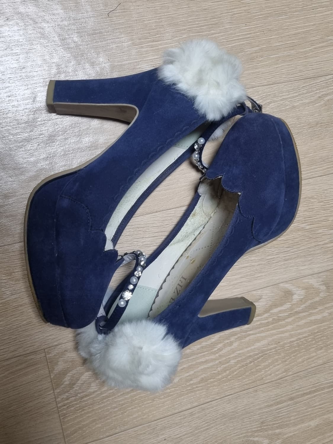 빈티지 고전 리즈리사 스웨이드 구두 힐 퍼 비쥬 라떼갸루 히메갸루 로걀 상품이미지8