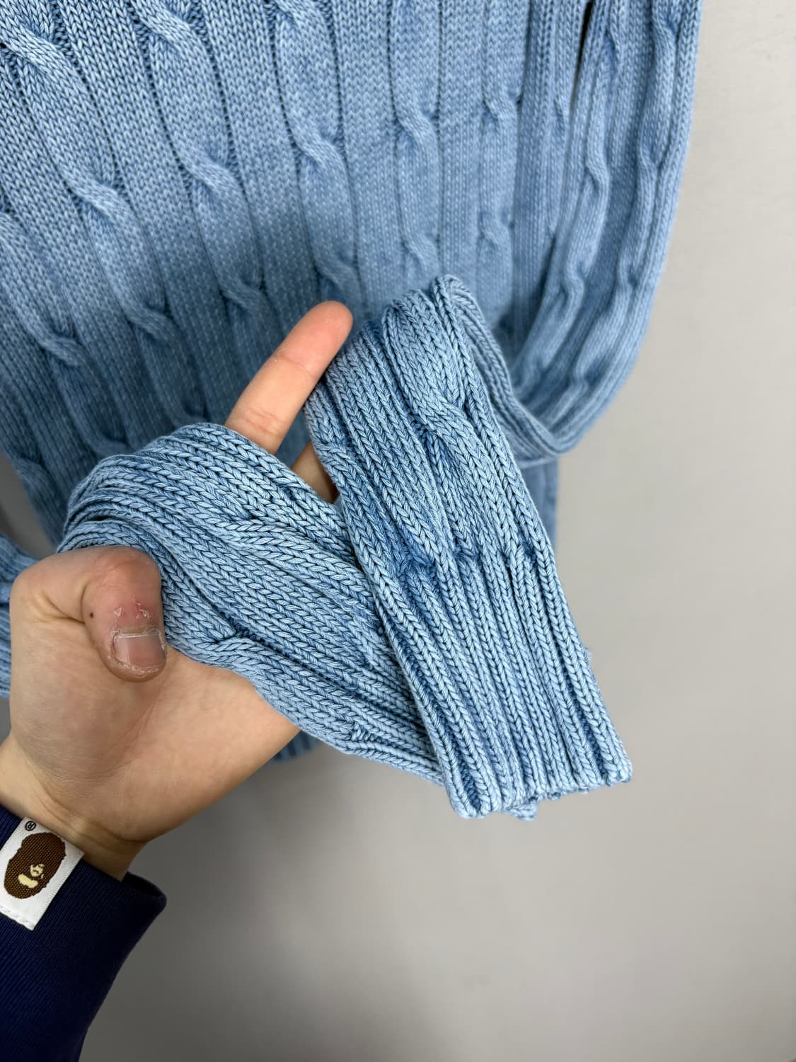 폴로랄프로렌 화이트포니로고 신형라이트블루 케이블 니트 스웨터 A3803 상품이미지5