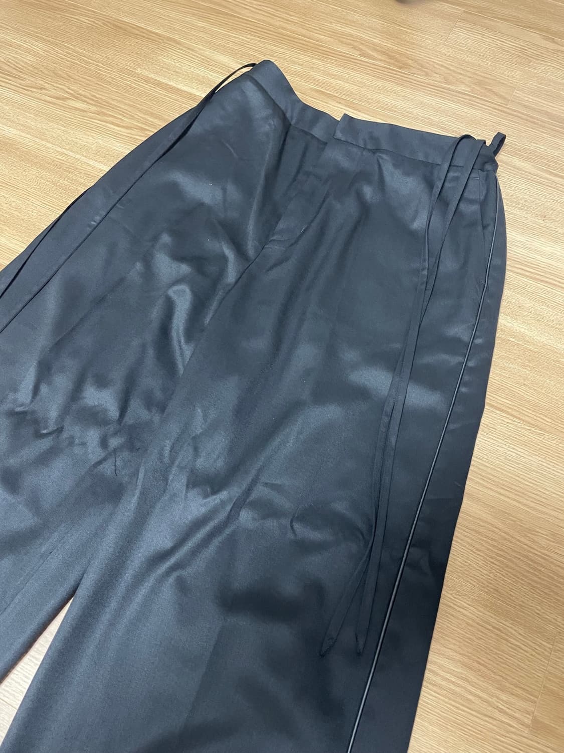 [L] 유스 String Wide Pants - Black 상품이미지1