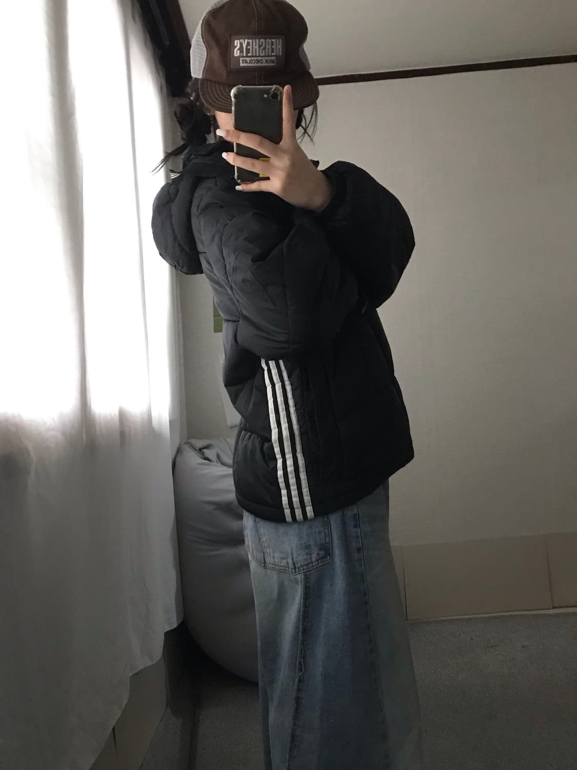 아디다스 블랙 파이어버드 후드 패딩 상품이미지4