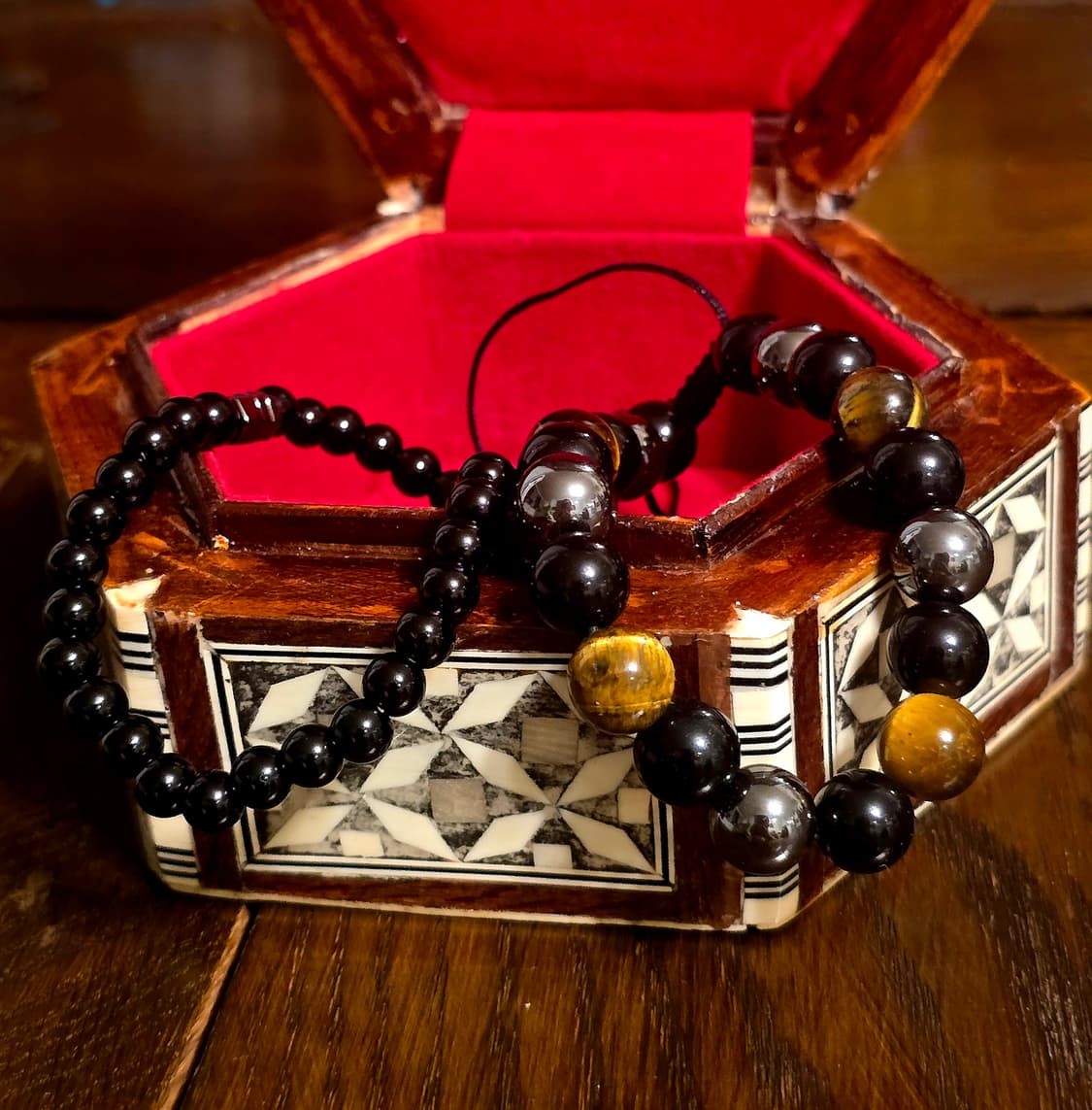 타이거아이 & 블랙 스톤 원석 팔찌 상품이미지2