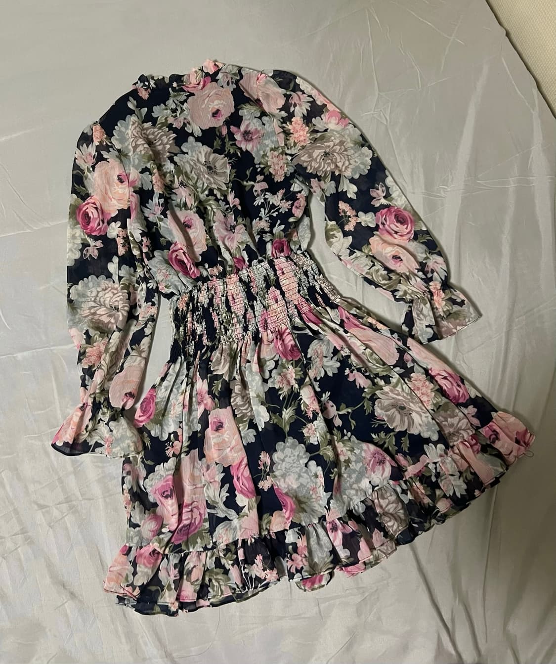 ✨vintage navy rose flower pattern dress✨ 상품이미지3