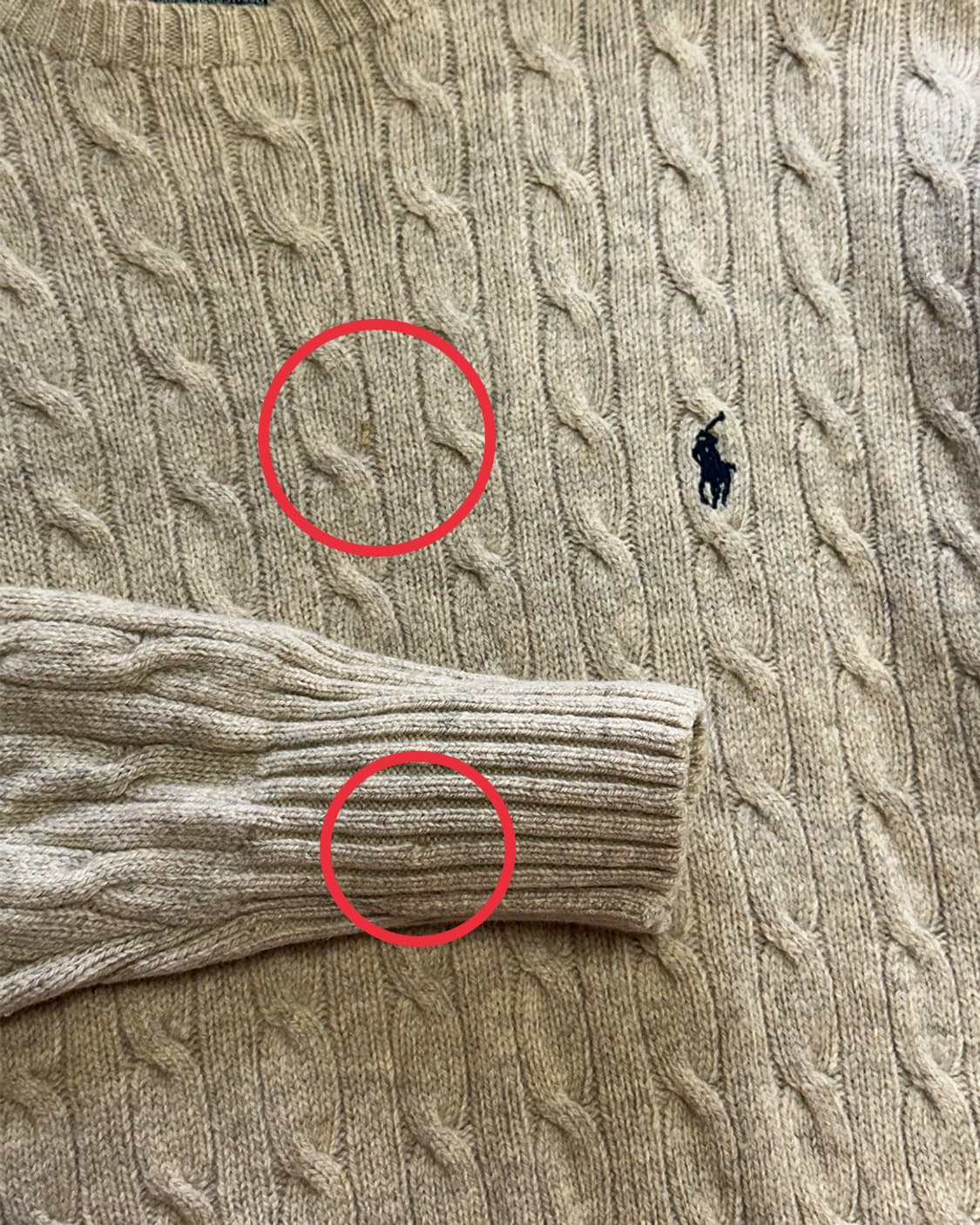 폴로 램스울 케이블 니트 베이지 상품이미지3