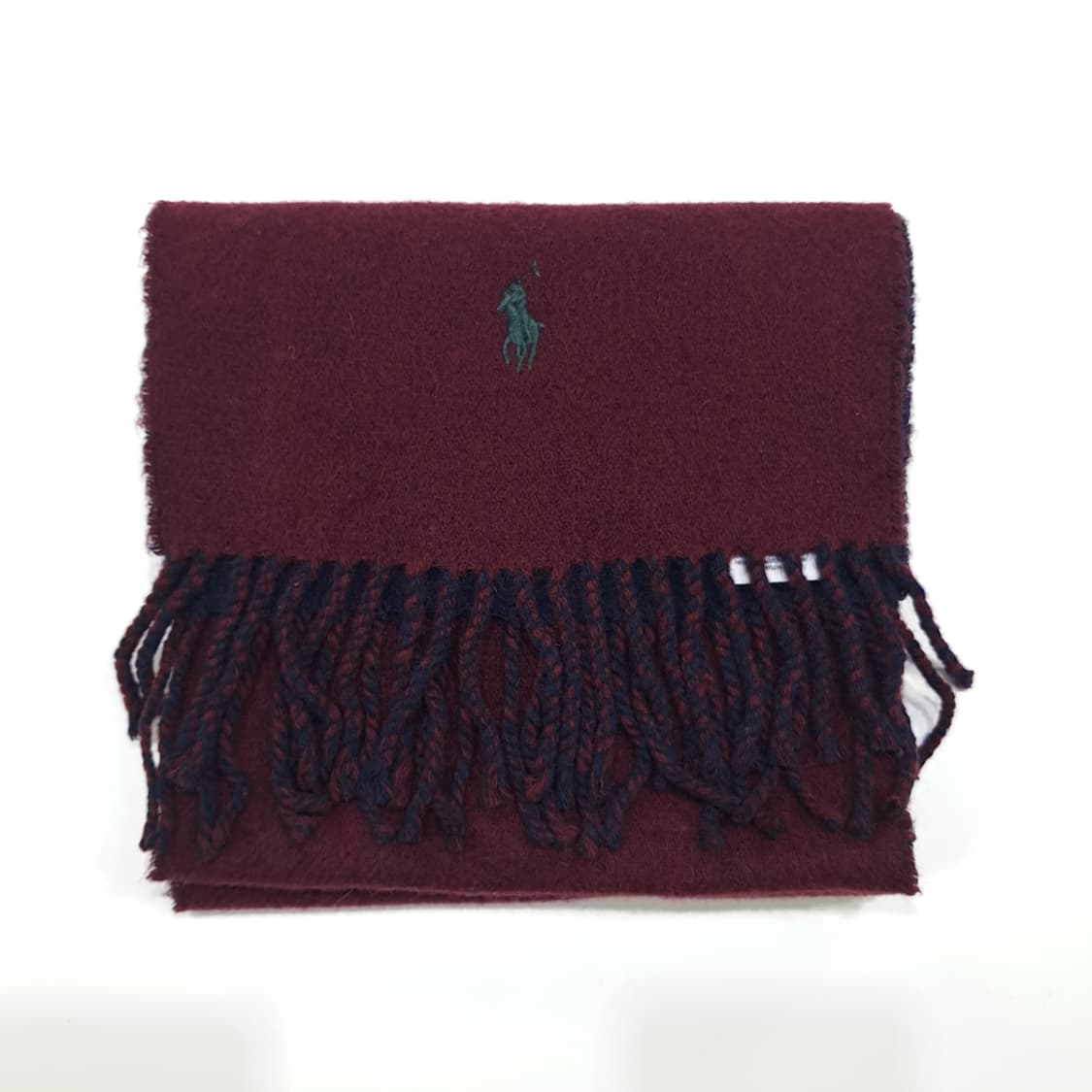 MX348 폴로 랄프로렌 버건디 네이비 양면 버진울 목도리 머플러 상품이미지6