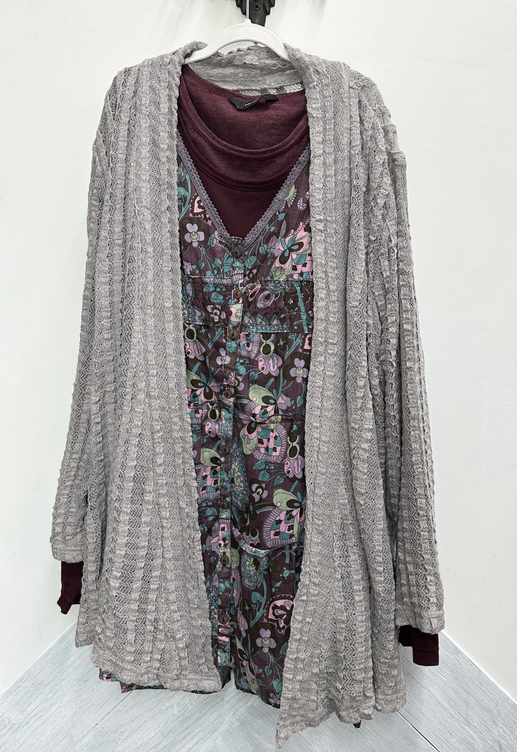 🤎하구미의 그런지 모리걸 코디세트🤎가디건 슬리브리스 플라워 일본빈티지 상품이미지3