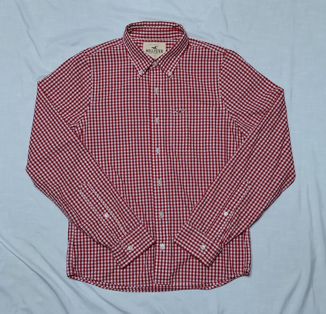 [L] 홀리스터 레드 긴팔 체크 셔츠 (상태 최상) 상품이미지2