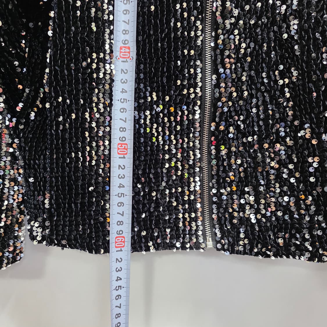 1660 ZARA BASIC 블랙 스팽글 집업 자켓 S 상품이미지5