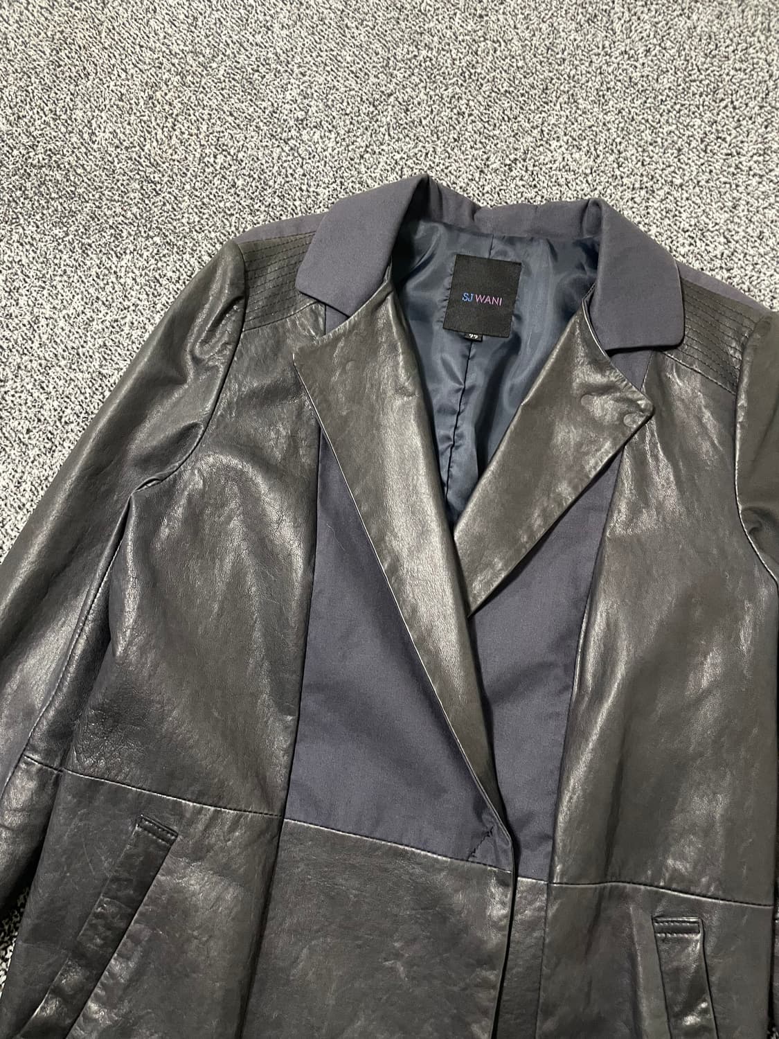빈티지9. SJ WANI 이태리 양가죽 가죽자켓 레더 라이더 배색 상품이미지2
