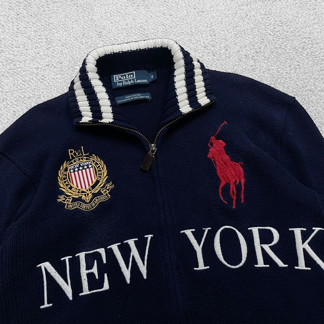폴로 랄프로렌 치프키프 빅포니 뉴욕 니트 집업 네이비 상품이미지4