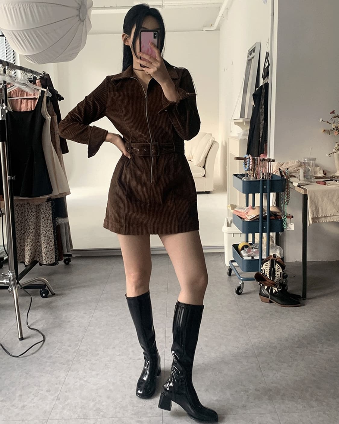 루루서울 웨스턴 우드 점프수트 원피스 상품이미지4