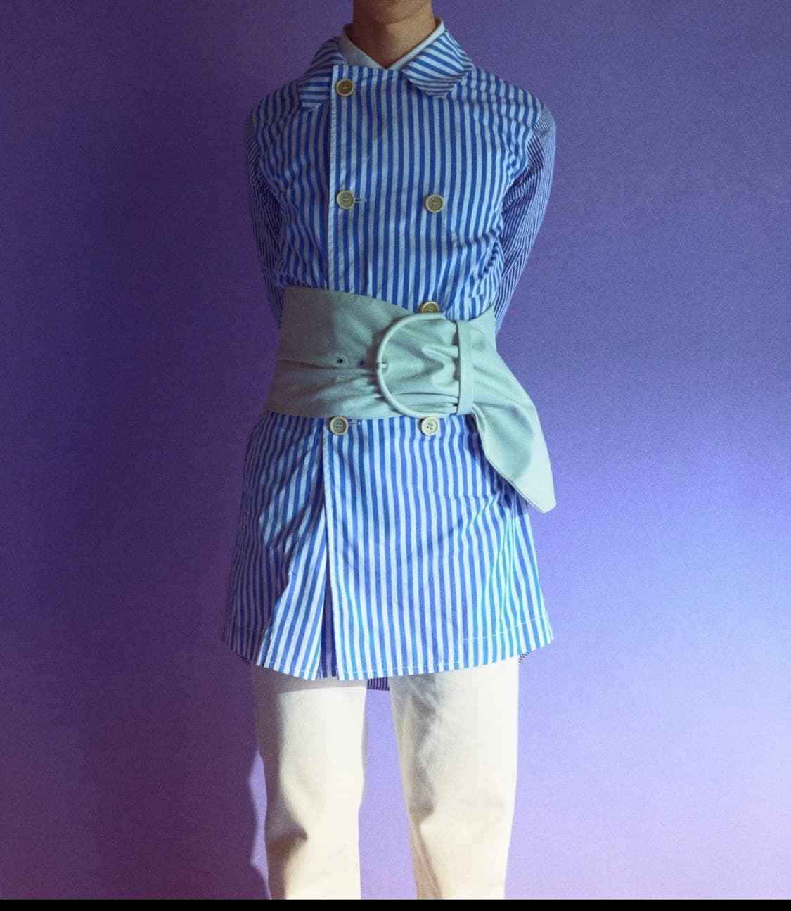 꼼데가르송 셔츠 롱 스트라이프 코튼 셔츠 코트 M 상품이미지1