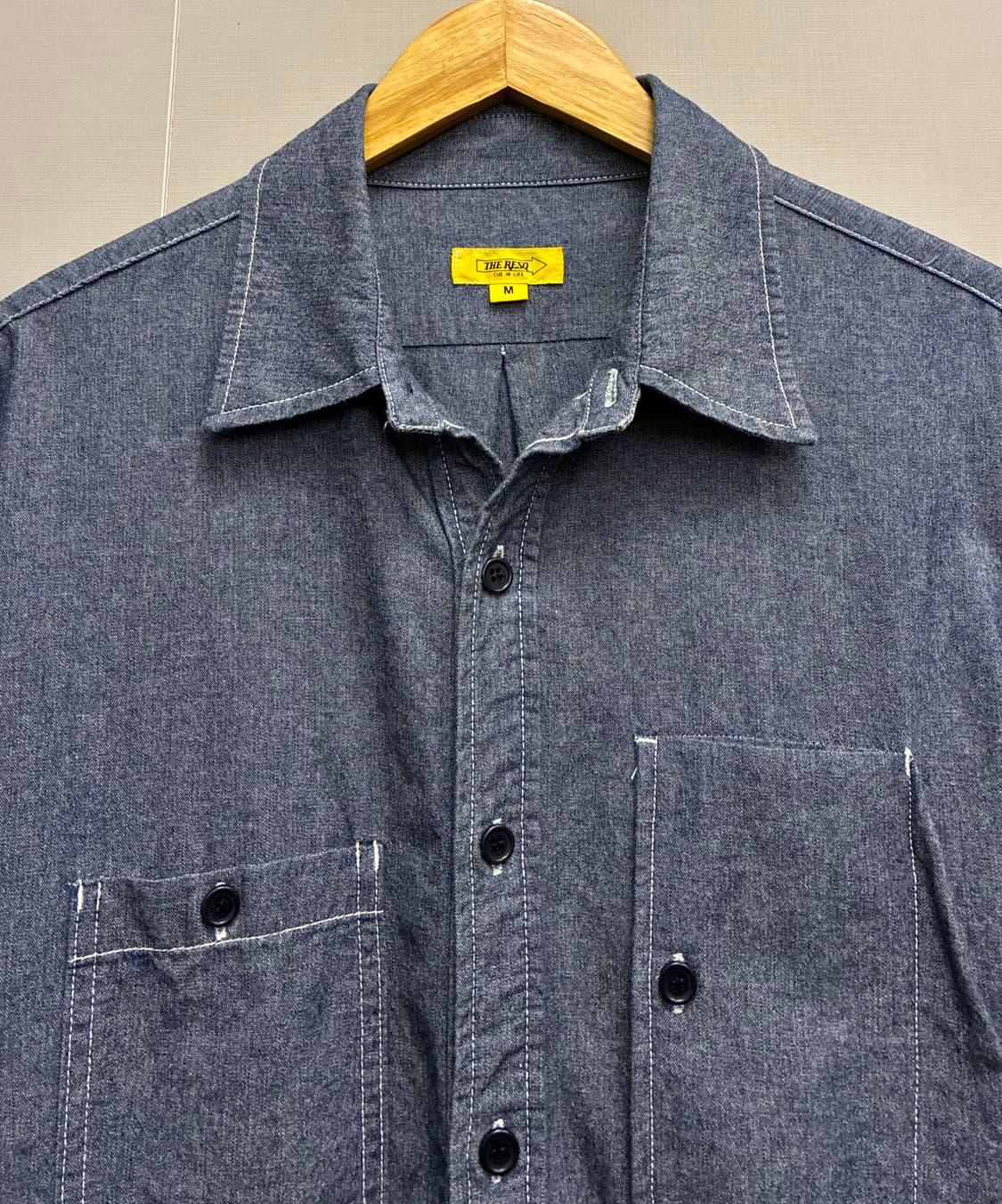 (M/103)The ResQ 더레스큐 인디고 테디 멀티포켓 샴브레이셔츠 상품이미지3