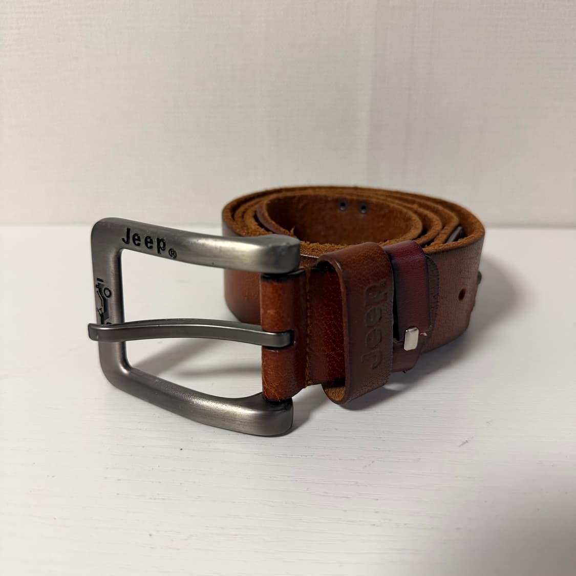 지프(Jeep) 브라운 가죽 벨트 상품이미지1