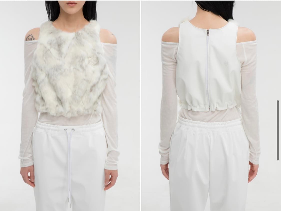 김미더 영 G_TWO_WAY FUR VEST / WHITE 상품이미지1