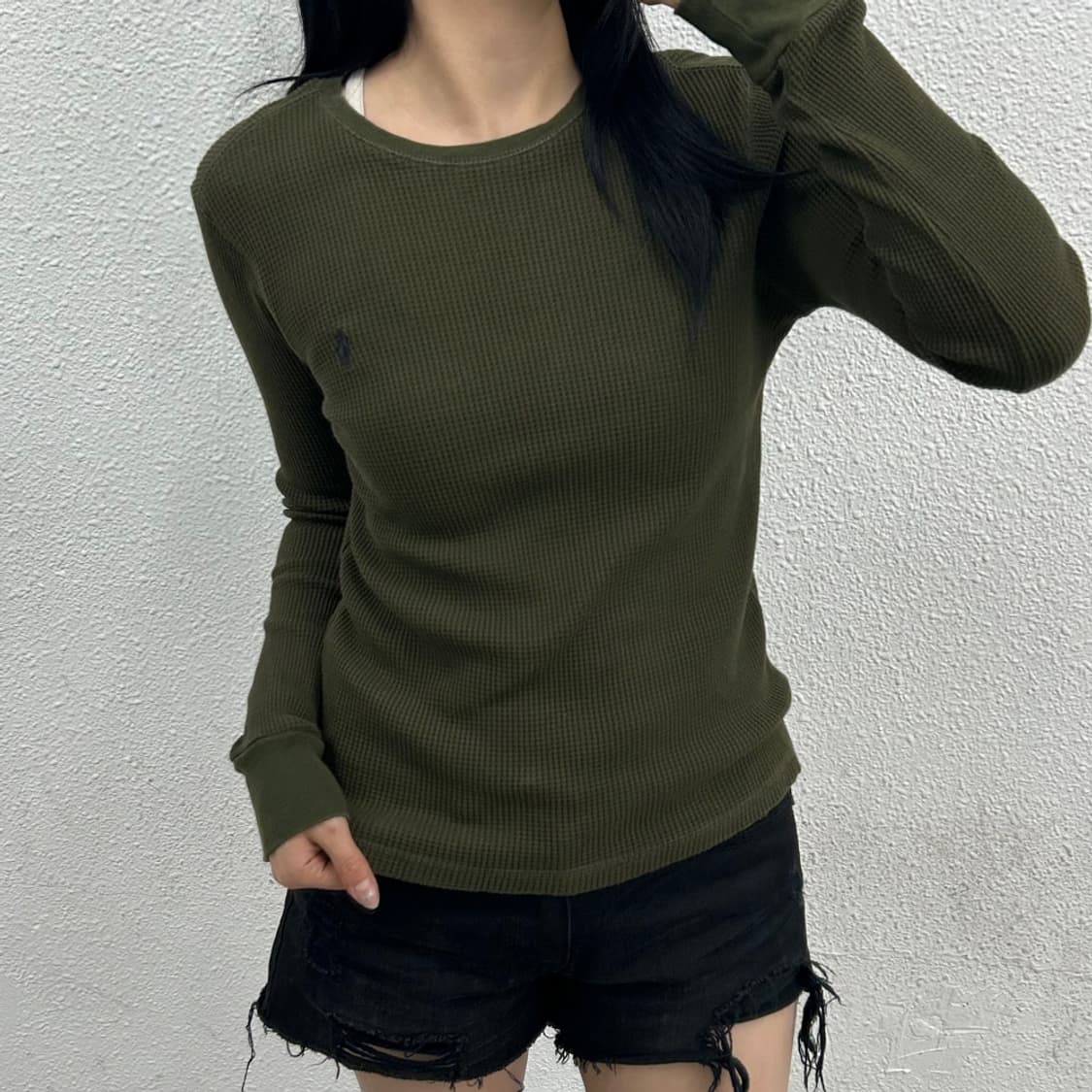 폴로 랄프로렌 네이비포니 카키 와플 롱슬리브 S 상품이미지1