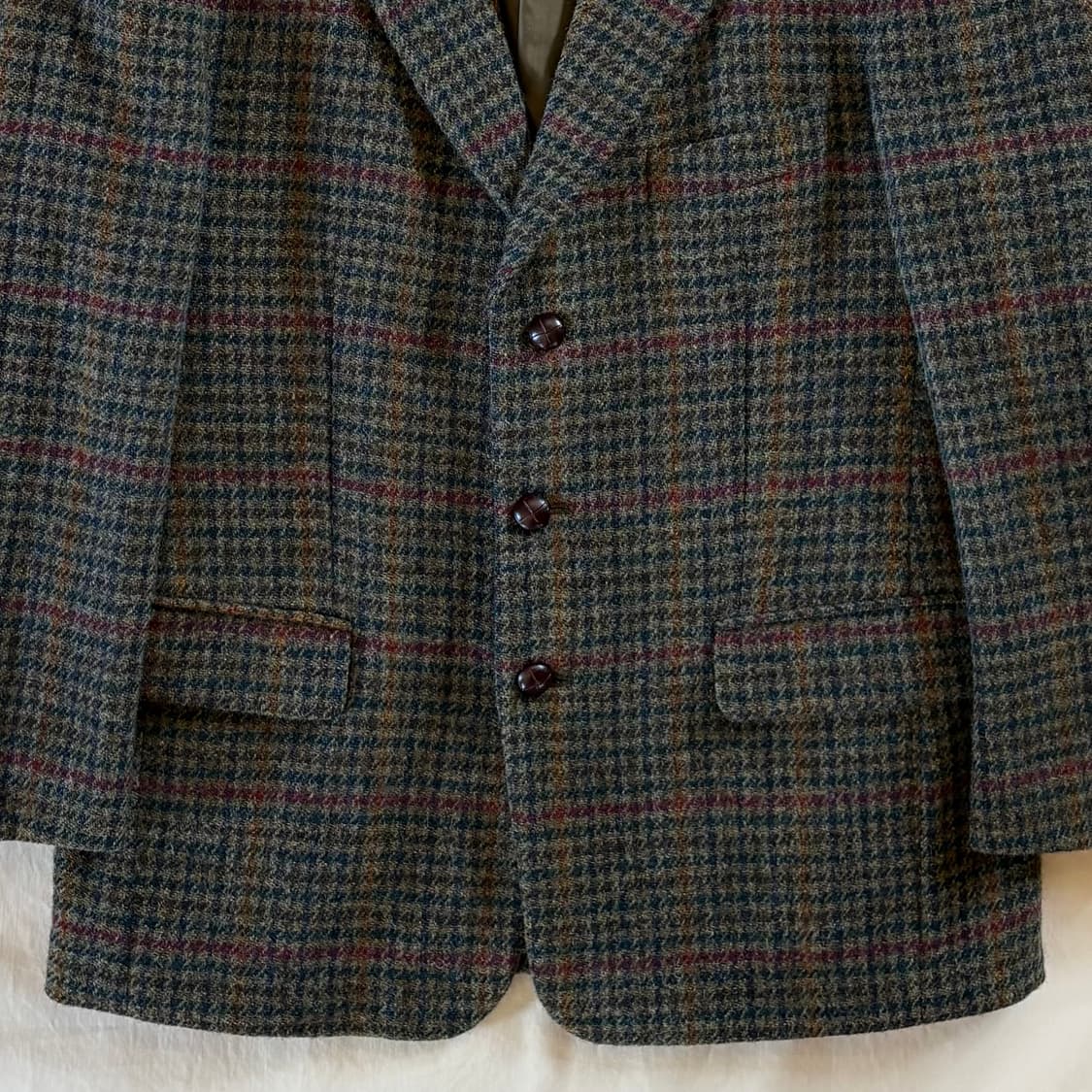 90s 영국 St michael Harris Tweed 건클럽 3B 자켓 상품이미지3
