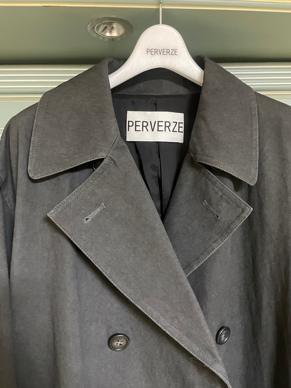 F/ 퍼버즈 Perverze 러프 트윌 롱코트 블랙 상품이미지8