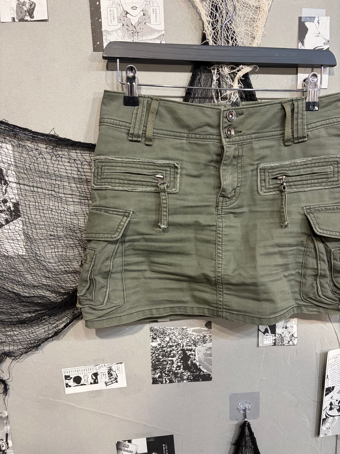 00's Grunge cargo military Mini Skirt 상품이미지5