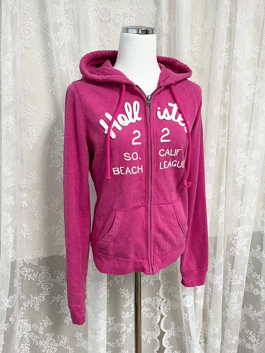 S) 홀리스터 핑크 후드집업 y2k 상품이미지2