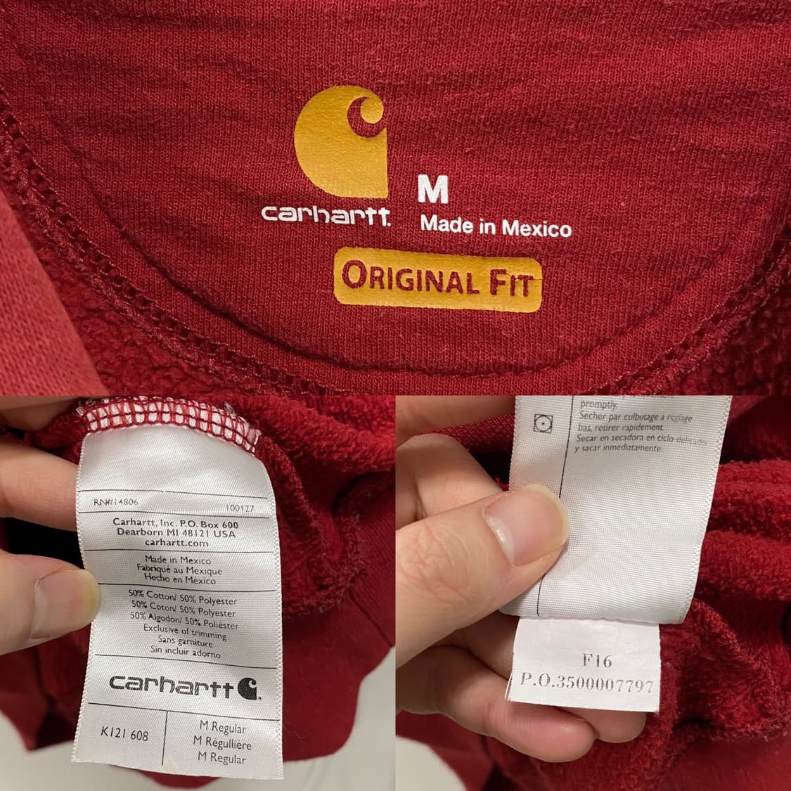 칼하트 기모 후드 티셔츠 레드 상품이미지5