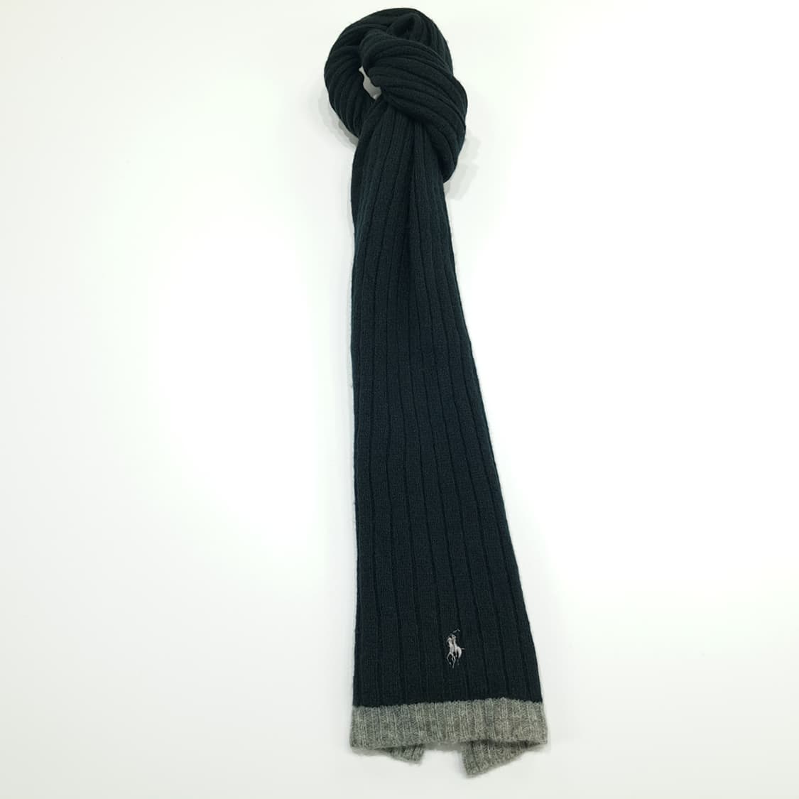 MX302 폴로 랄프로렌 진그린 투톤 리브드 램스울 니트 목도리 머플러 상품이미지4