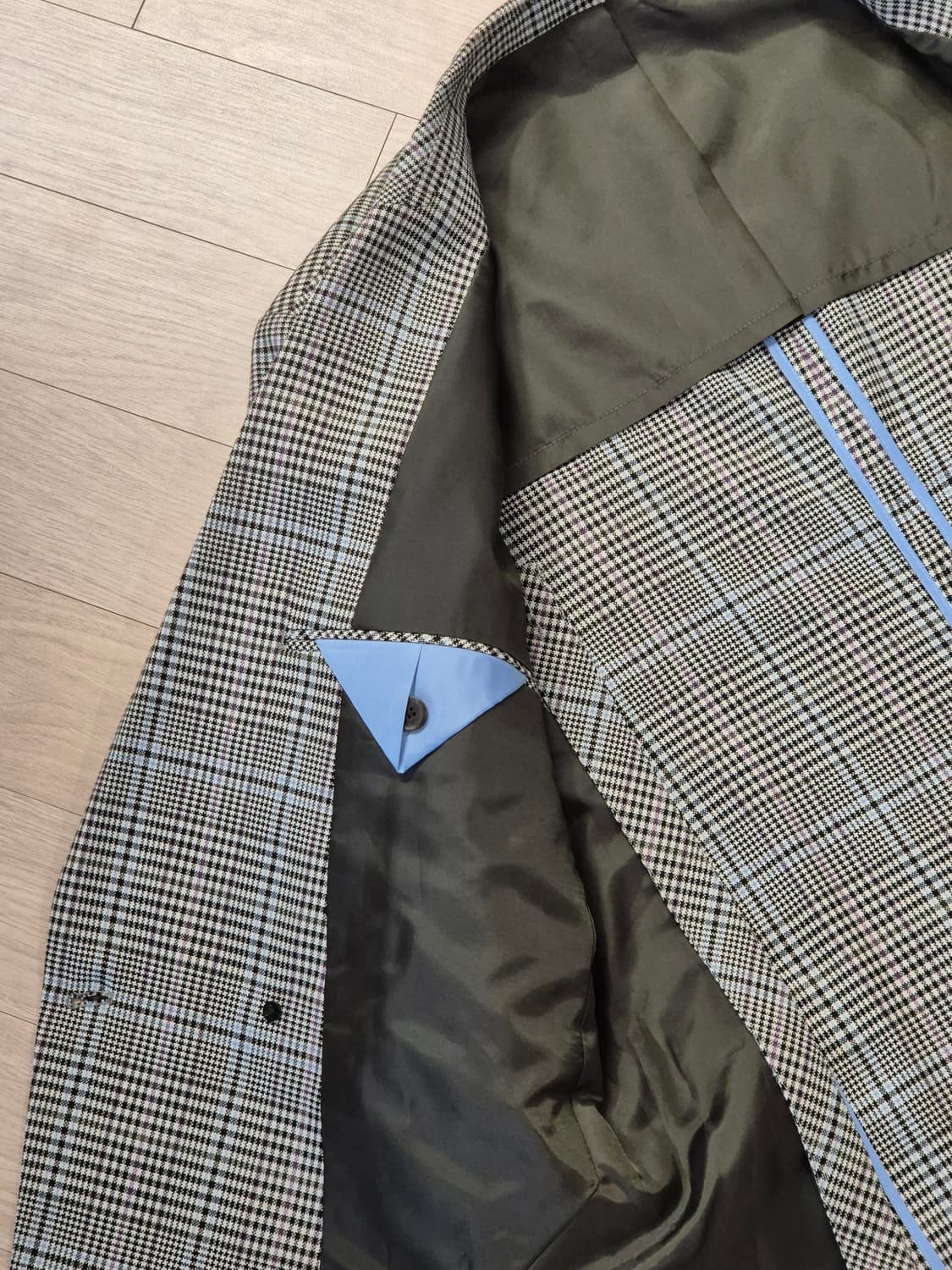 브랜드 울 체크 더블 브레스트 자켓 상품이미지4