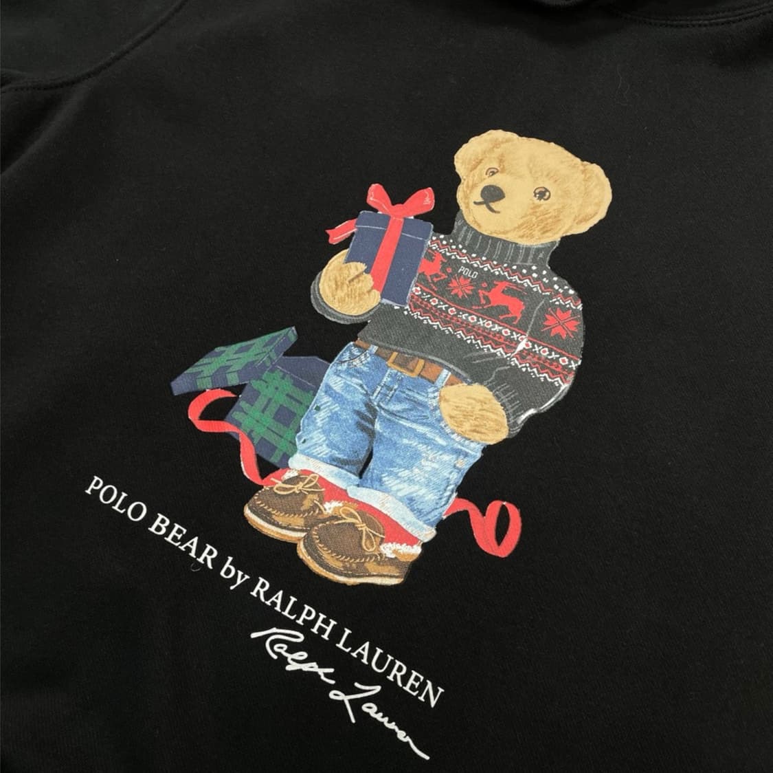 폴로 랄프로렌 블랙 홀리데이 베어 기모 후드티 S 상품이미지4