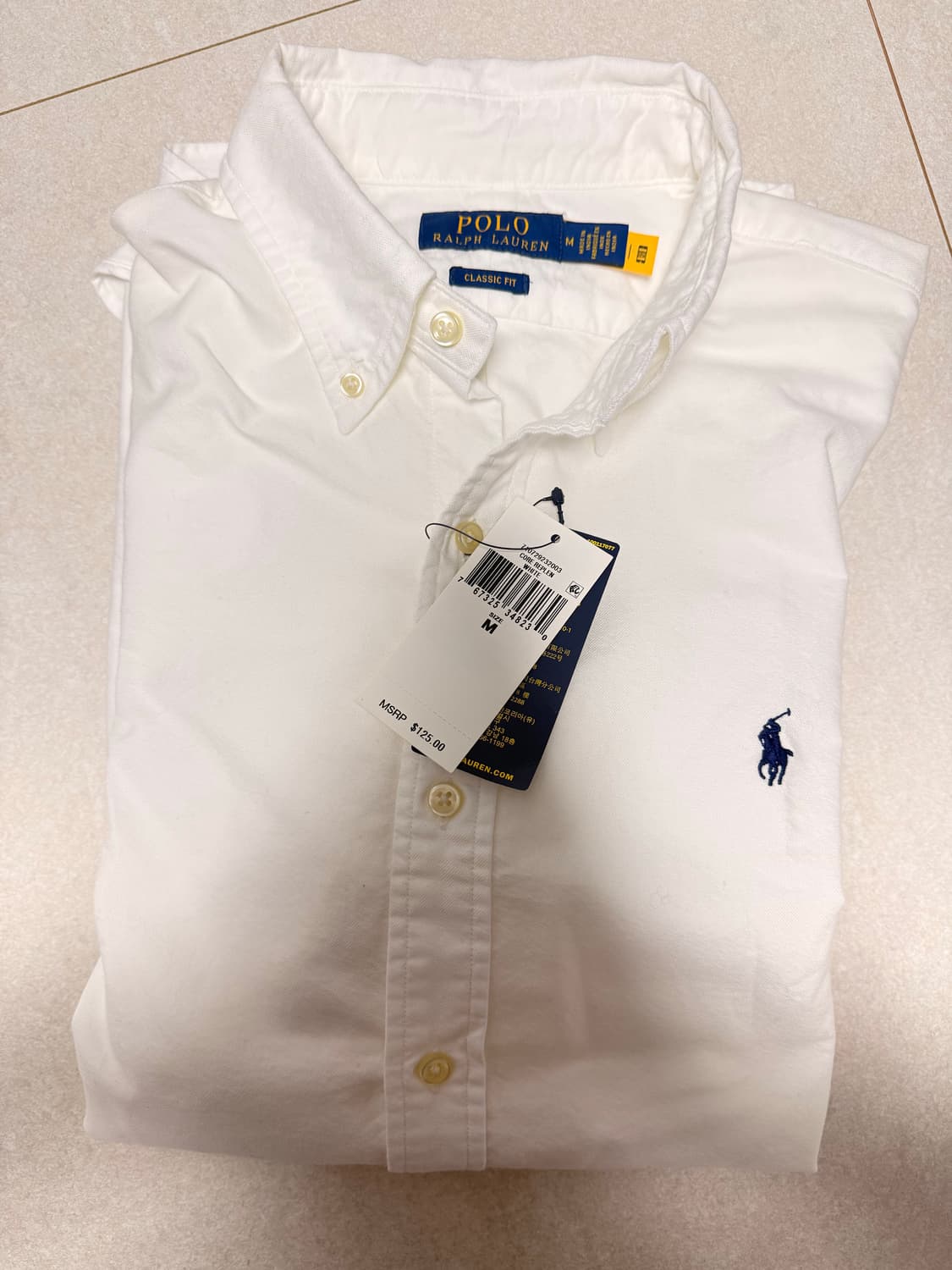 폴로 옥스포드가먼트다이 클래식핏화이트 m (새상품) 상품이미지1
