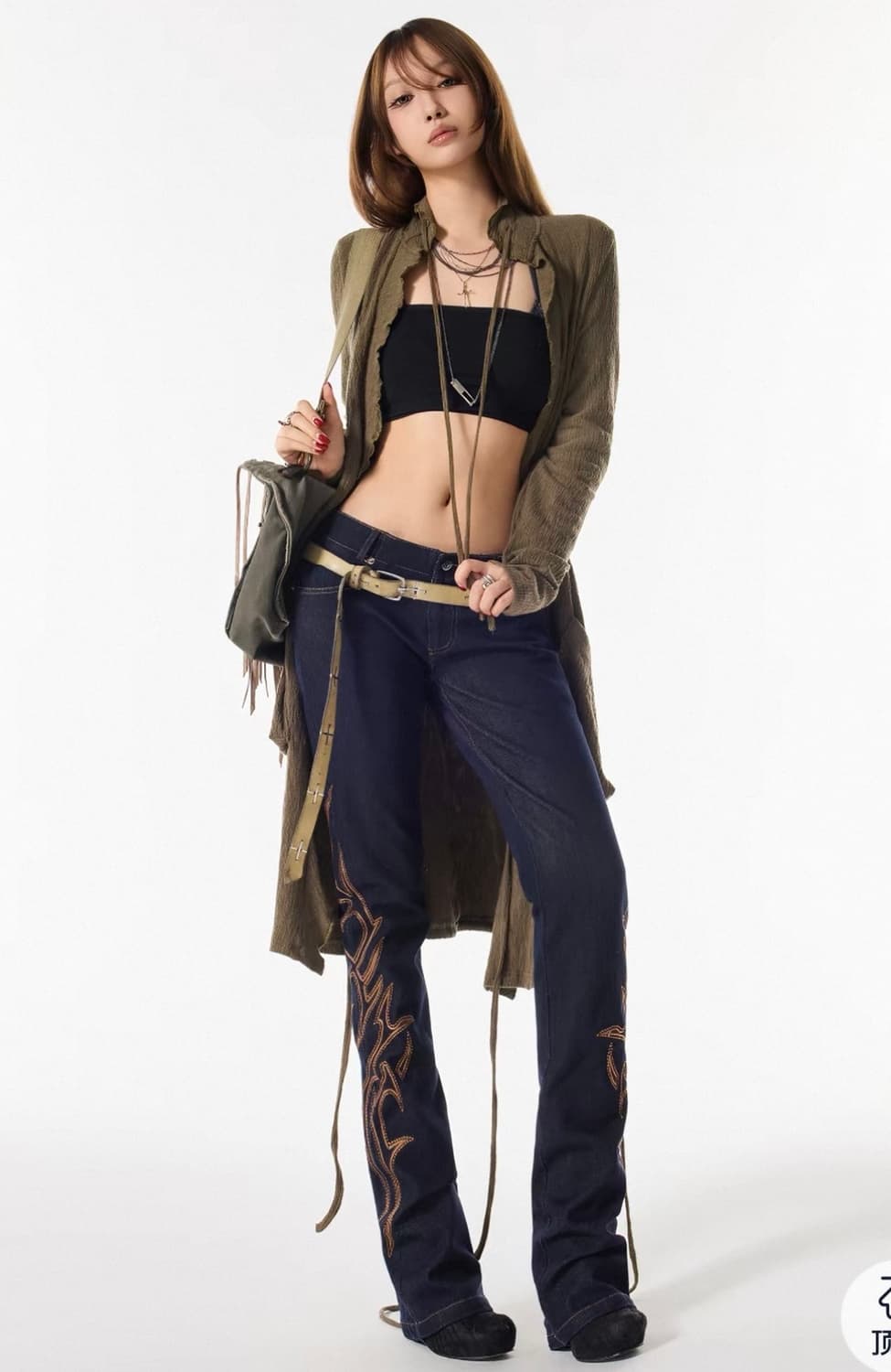 3mode 레이스업 트렌치코트 가디건 카키 상품이미지2