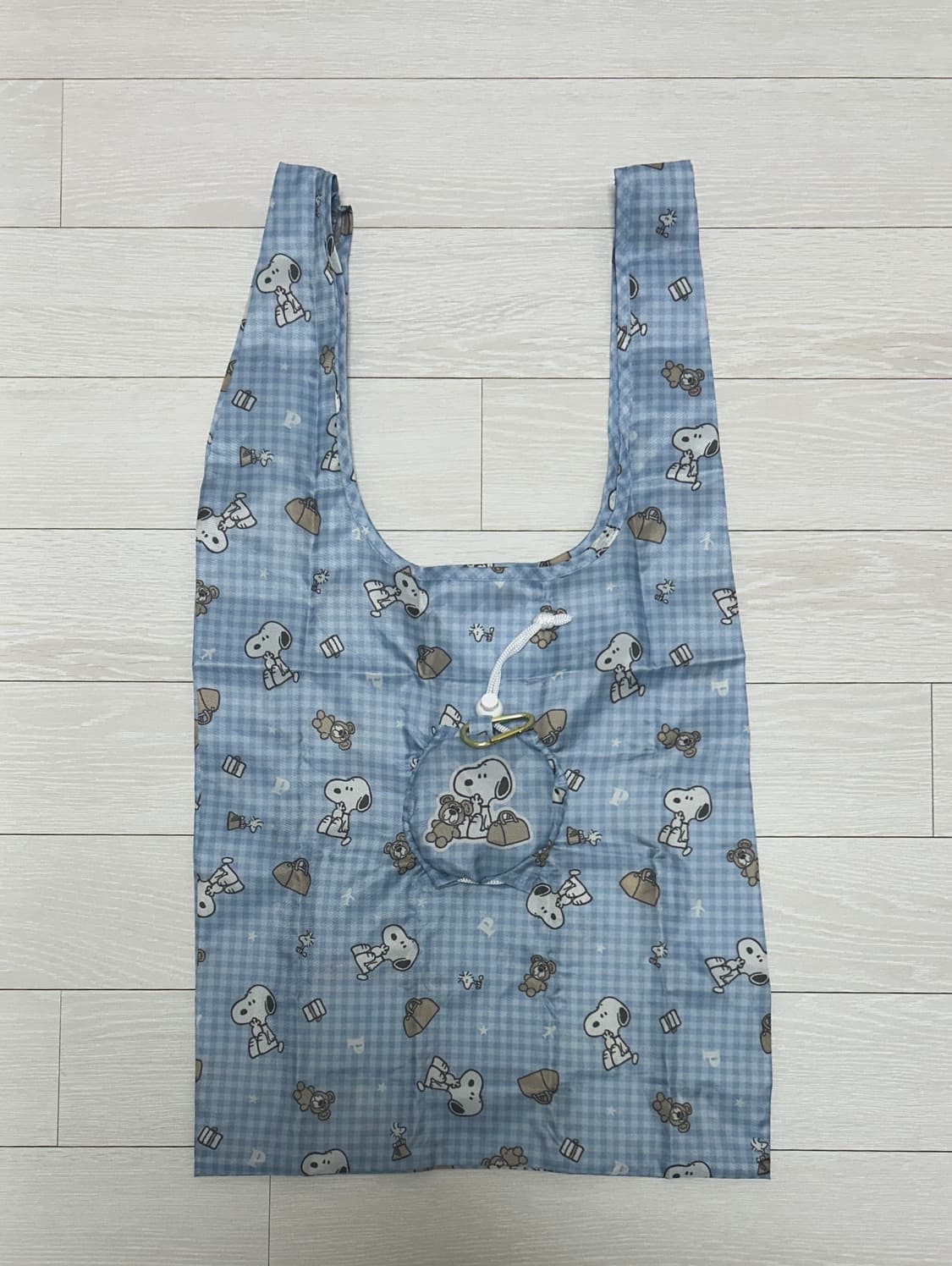 스누피 곰돌이 여행 파우치 장바구니 블루 상품이미지4