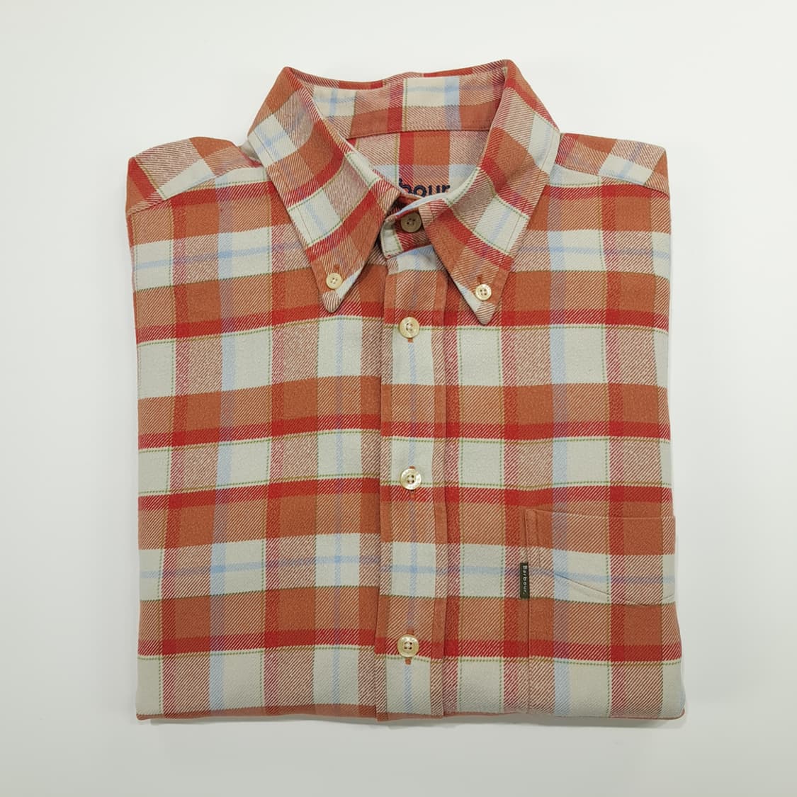 CN927 L 바버 윈터 체크 오렌지 플란넬 긴팔 셔츠 남방 상품이미지8