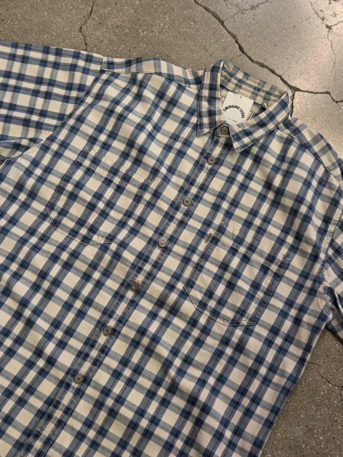 Levis 리바이스 블루체크 반팔셔츠 상품이미지1