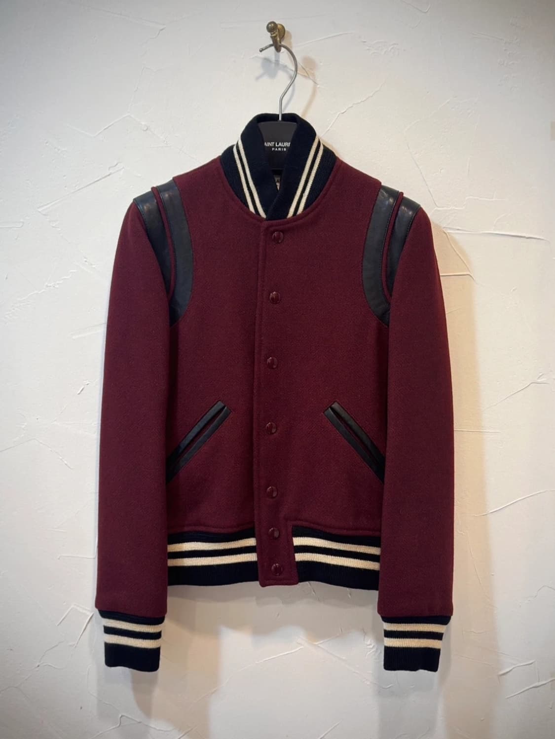 Saint Laurent 생로랑 울 레더 버건디 테디 자켓 상품이미지2