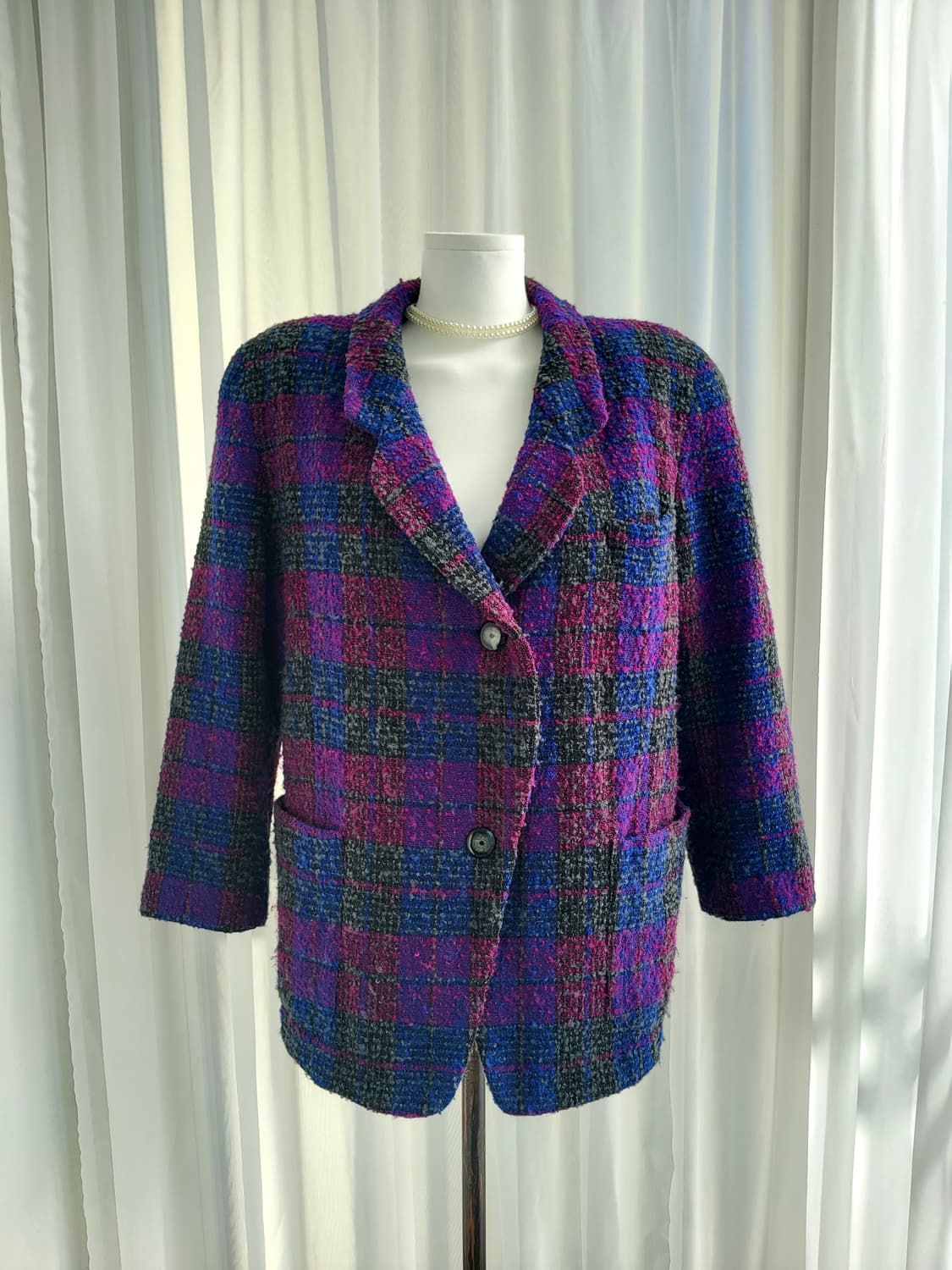 빈티지 체크 자켓 상품이미지4