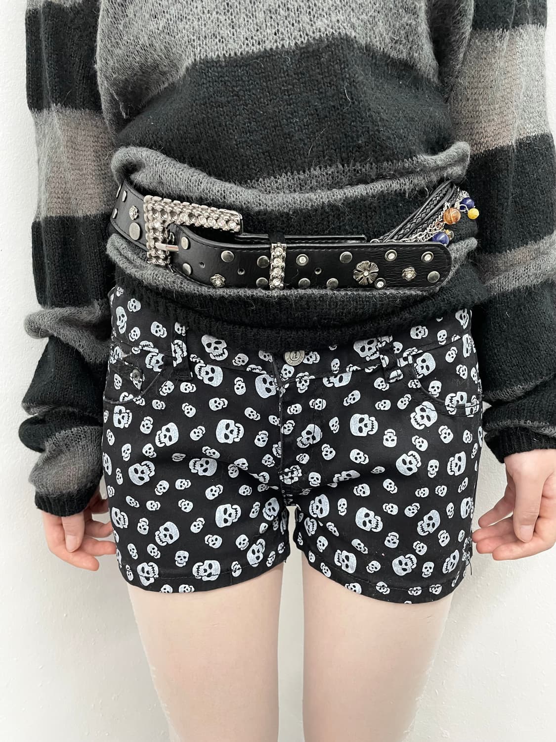 펑크 스컬 패턴 숏츠💀 상품이미지1