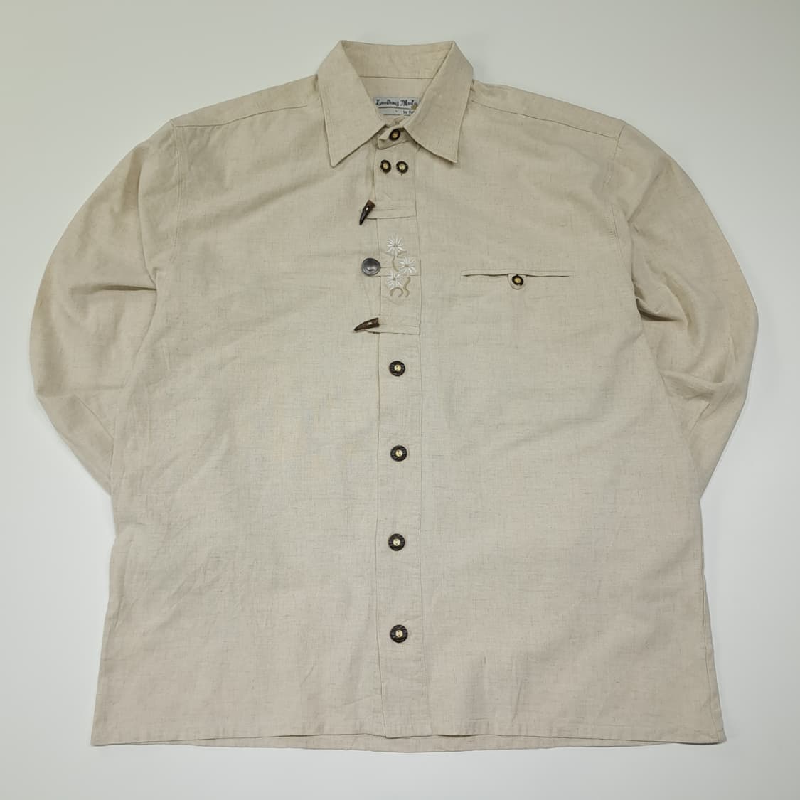 CL822 L 란트하우스 80s 독일 트라흐텐 바바리엔 린넨 알펜 셔츠 상품이미지1