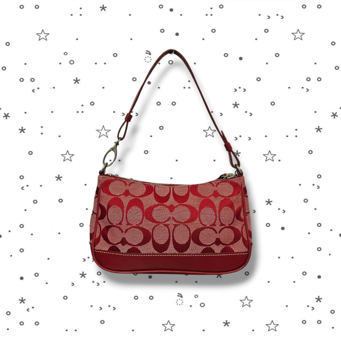 COACH 코치 시그니처 캔버스 레드 숄더백 상품이미지2