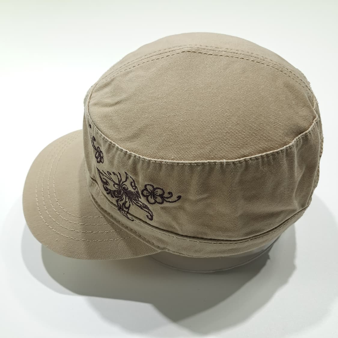 오토 컬렉션 베이지 나비 자수 밀리터리캡 모자 P2080 상품이미지4