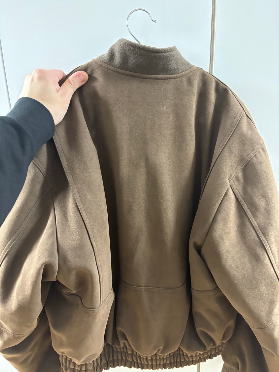 알렌느 3D 포우 스웨이드 봄버 자켓 브라운 1사이즈 상품이미지3