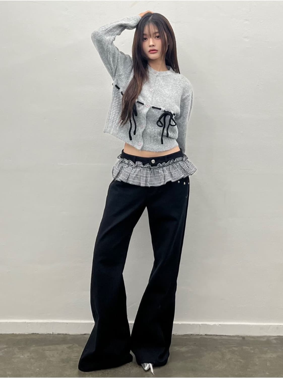 라티젠 리본 가디건 그레이 상품이미지2