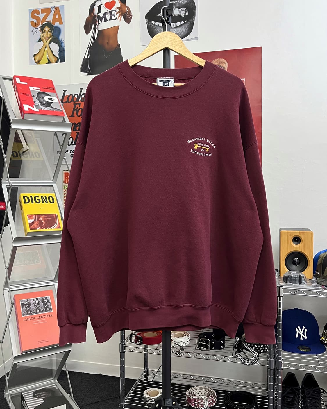 리 90s 아메리칸 오버사이즈 버건디 맨투맨 상품이미지5