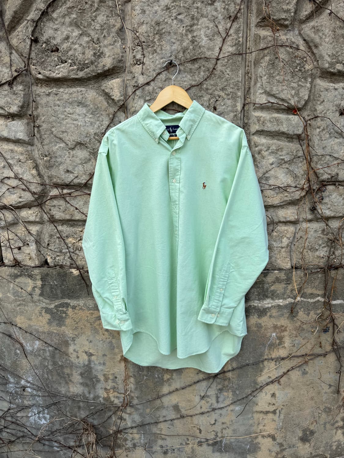 90s 폴로 랄프로렌 빈티지 연두색 옥스포드 셔츠 빅사이즈 상품이미지1
