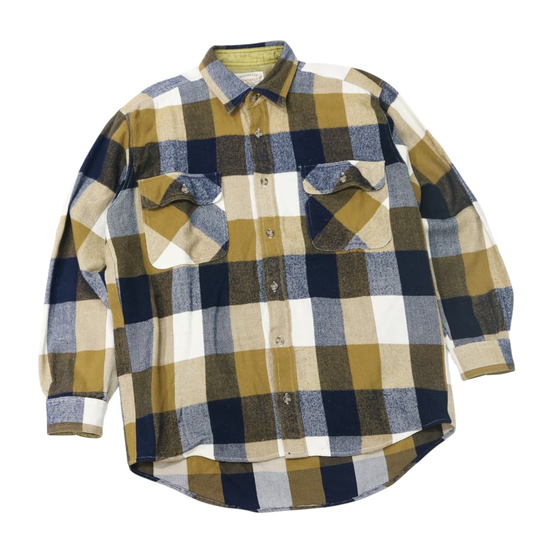 TIMEBELL 타임벨 빈티지 머스타드 네이비 체크 셔츠 (M) 상품이미지1