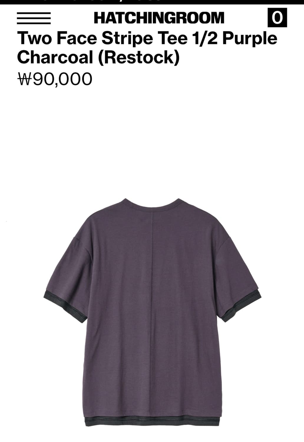 해칭룸 Two Face Stripe Tee pupple charcoal 상품이미지2
