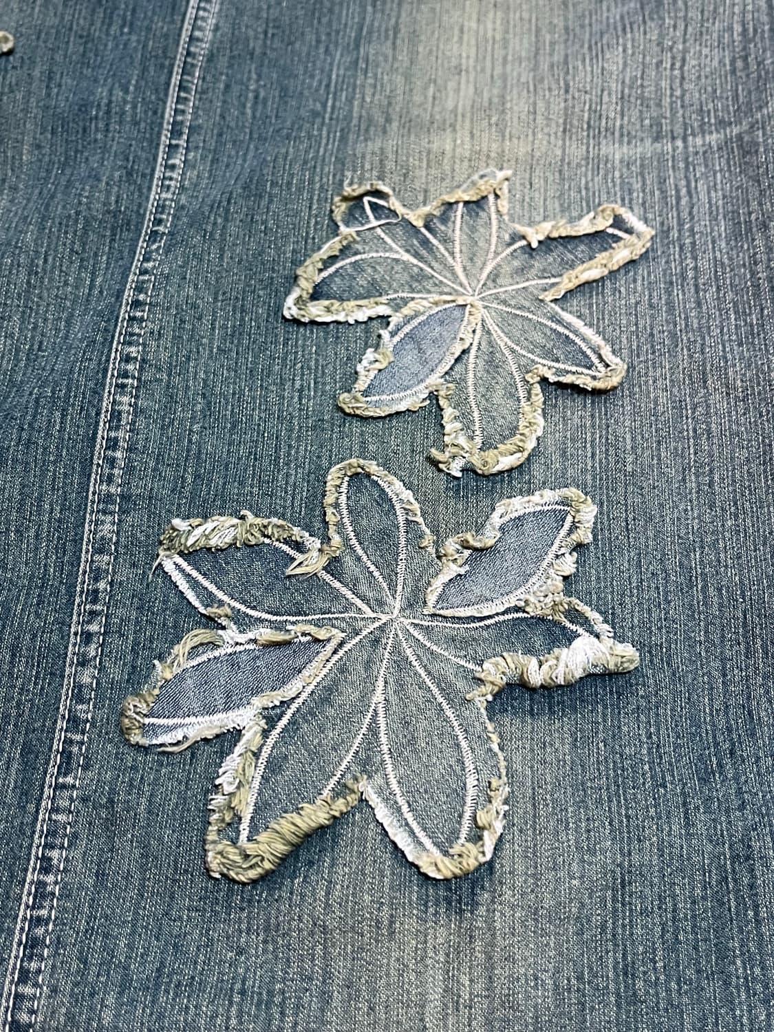 빈티지 플라워 장식 데님 롱스커트 상품이미지3