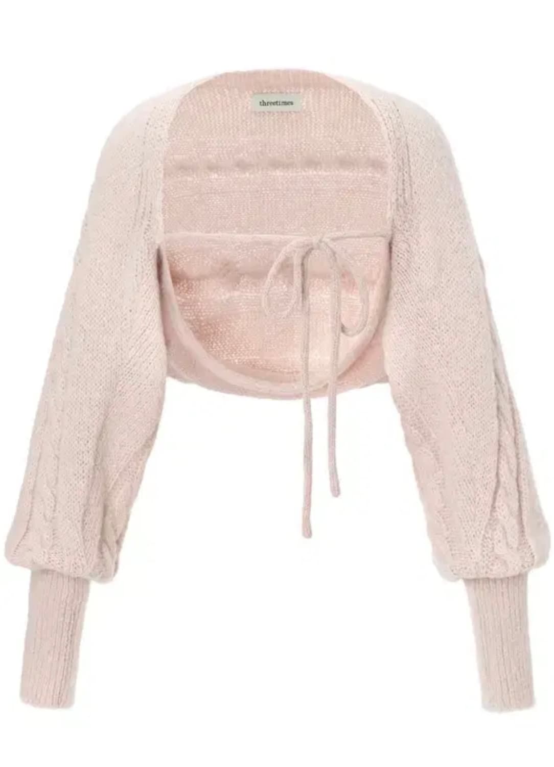 쓰리타임즈 크리미 니트 볼레로 핑크 상품이미지1