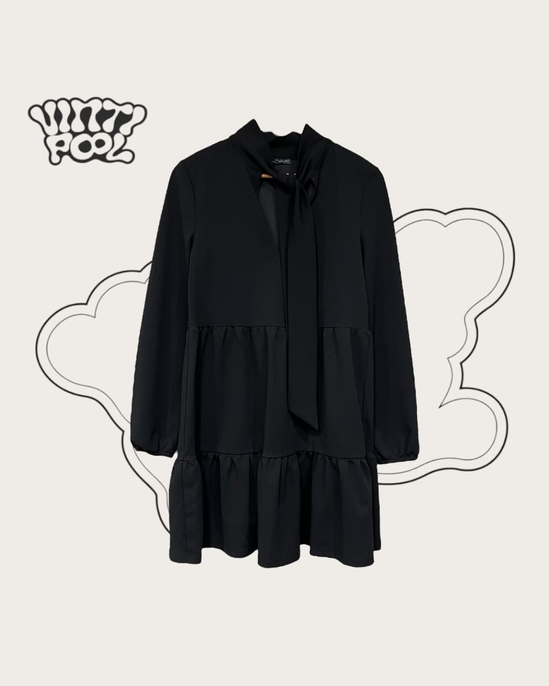 ZARA 자라 보타이 러플 미니 원피스 S 블랙 상품이미지1