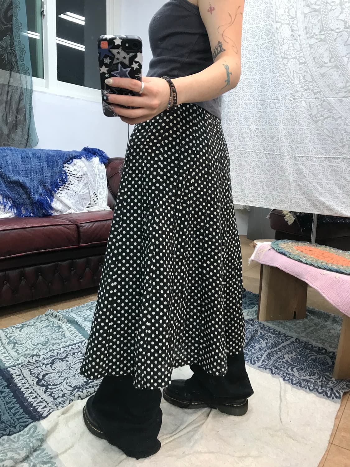 빈티지 여성 도트 미디스커트  상품이미지2