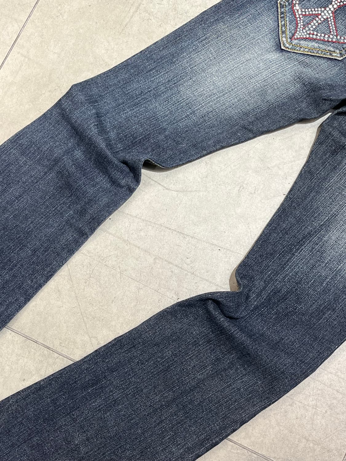 일본 빈티지 BCBG y2k 피스마크 큐빅 부츠컷 데님 팬츠 상품이미지3