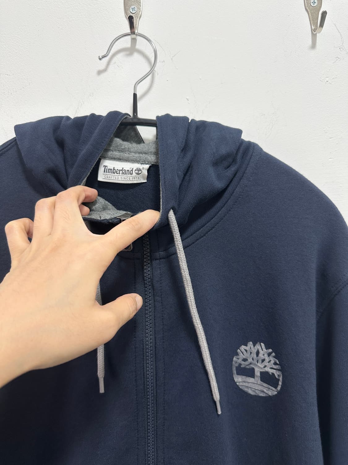 Timberland logo navy hood zip up 상품이미지3